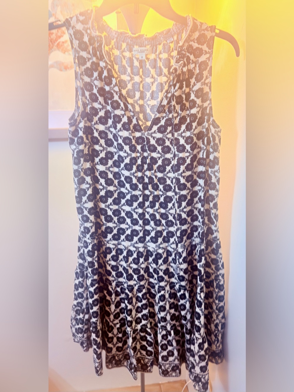 Max Studio Black & White Floral V-Neck Mini Dress